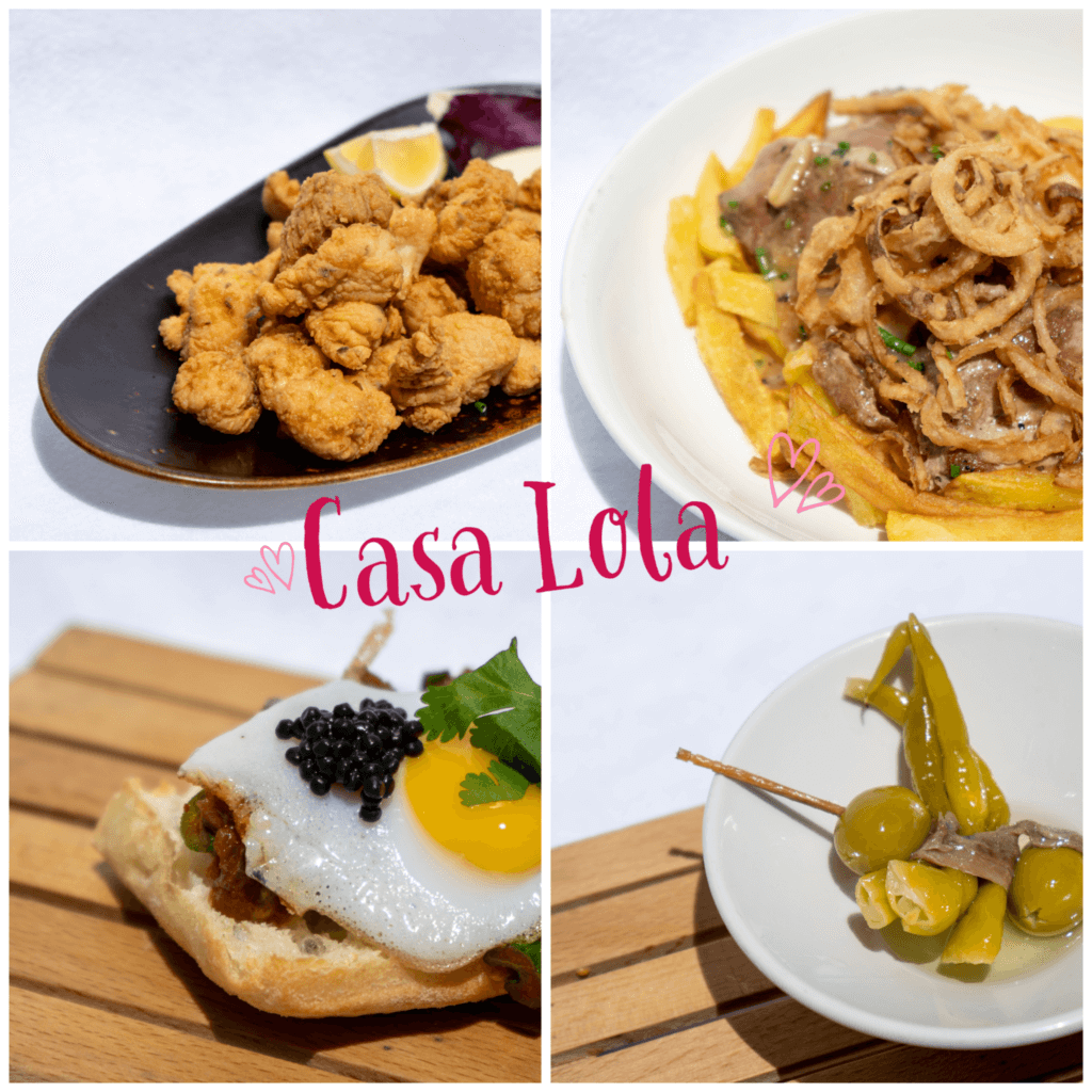 4 different tapas at Casa Lola, Málaga